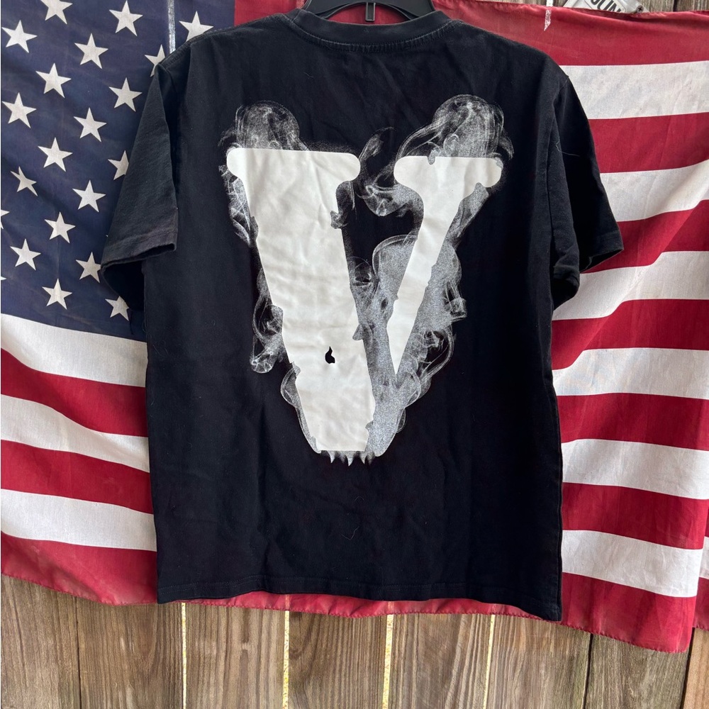 VLONE Black Tee with Smoky White Graphic